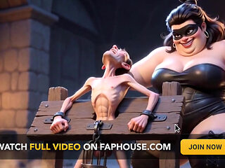 Fat Dominatrix Whips Slaves Caged Penis - Extreme Humiliation