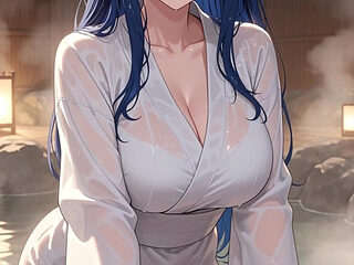 So horny she didn't make it to bed: Hinata fucks her friend in the hot tub - AI-generated content