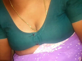 Indian Hot Tamil Aunty Beauty Boobs Show with Young Man