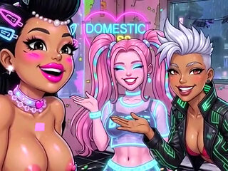Funny Cartoon Girl Topless, Ai Animation
