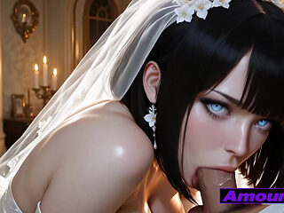AI 3D Stunning Bride's White Dress Is Wrecked by Intense Facial Cumshots After Hard Ride