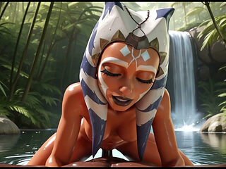 Ahsoka Tano got caught bathing and was fucked in the lake.