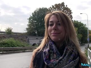 Blonde babe gets picked up at the public park by a Czech Public Agent.