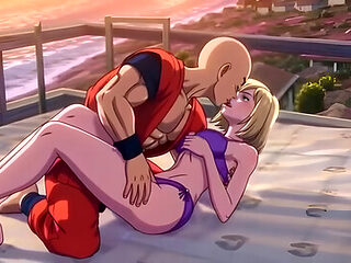 Android 18 & Krillin Beach House Passion - Romantic 3d Anime