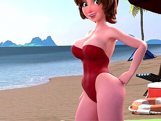 Hot Stepmom Aunt Cass Gets Her Pussy Stuffed in Beach POV