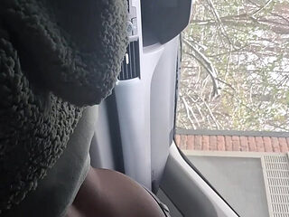 Petite Ebony Teen Blowjob in Car