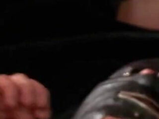 Dominating girl spanks the masked guy