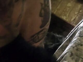 Curvy MILF teases husband with black nylon feet