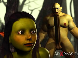Extreme monster and hot female goblin get down in the great outdoors