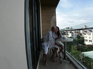 Skinny Korean Couple Hotel Room Handjob & Nude Shower Tease