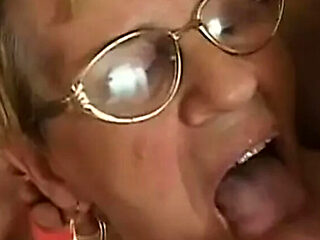 Stocking Granny Loves Sucking Cock Till He Cums On Her Tits