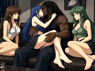 Interracial Kissing and Submissive Cuckold Anime (AI Arts)