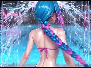 Explicit Jinx Hentai Compilation, Wet Shiny Body, Multiple Poses, Arcane Ai