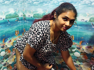 Vaishnavy Pee and Wash in Nighty Bathroom Scene