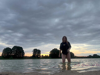 Showing My Body and Having Fun Saying Things in the Evening in an Empty Lake