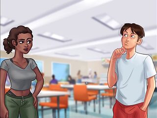 Steamy missionary action in a 2D cartoon with a redhead MILF during summertime saga