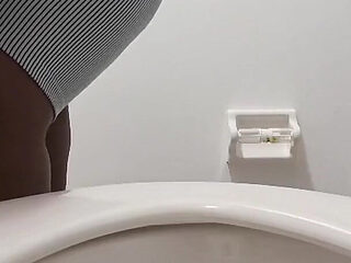 Desperate for a Pee Holding as Long as I Can Pissing in the Toilet