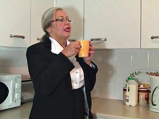 Chubby Granny Secretary Striptease