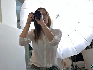 Cute Blonde and Brunette Teens Lure Camerawoman into Lesbian Threesome