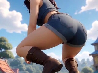 Sexy Black-haired 3D Anime Girl
