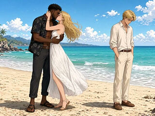 Interracial Kissing and Submissive Cuckold Anime (AI Arts)