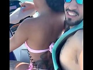Sexy Latina wife gets fucked by a muscular jetski coach on the beach