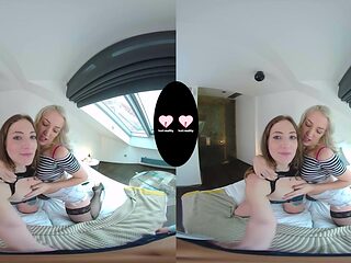 Daddy fucks two hot blondes in a wild threeway