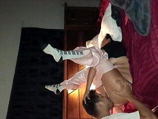Latina stepdaughter fucked in pajamas after party
