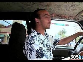 Amateur teen gets naked in a public van