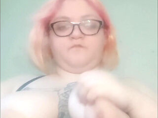Amputated Fat BBW Playing with Her Huge Tits - Amateur Slow Motion