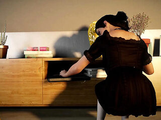 Ellie Got Cot Riding Dildo Hard - Big Tits Maid Doggy Style & Cowgirl Fuck