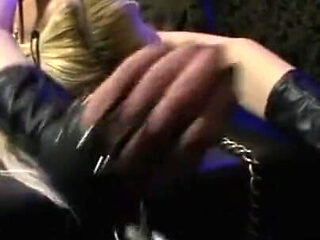 Blonde girl stretching chaining wax playing
