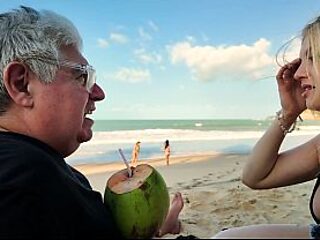 Caribbean couple gets watched while wife sucks massive cock