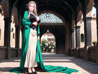 Green Suit Secretary! Ordered to organize files in the study, she deliberately exposes her deep V-neck and long legs.