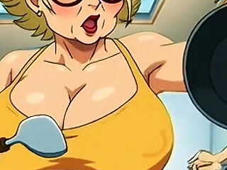 Hentai Granny Gets Double Hot Love for Breakfast