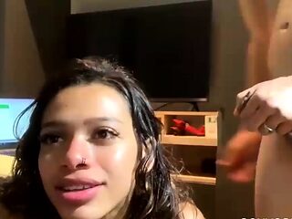 Cute teen with braces get facial after hard pounding live at