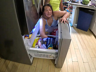 Asian teen stepsister stuck in freezer gets hard pounding from behind - Kimiko Fox
