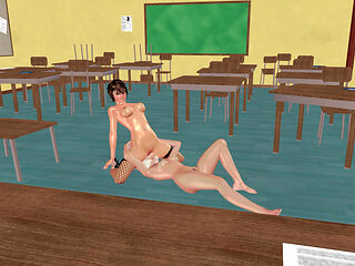 Animated 3D Lesbian Porn - Facesitting Pussy Licking Multiple Orgasms in Classroom