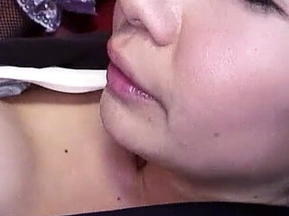 Skinny Japan teen with hairy pussy helped to masturbate and banged