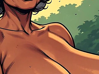 Topless Jungle Women Retro Style Art