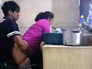 Employee Fucking and Sucking When She Washes Dirty Dishes