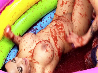 Pool Pussies Scene-4 Brunette Lesbians with Big Tits Having Sex Together in a Jelly Pool