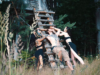 Biting the Festival Boy in the Woods with Snorfux & Goddess Yazmin