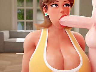 Debbie gives Eden a blowjob in the kitchen