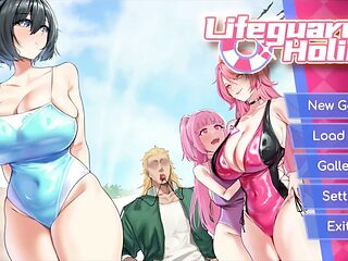 Hentai Game – Minami and Kagura FFM Hentai Gallery Sex Scene 8 - Lifeguard Holic