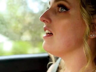 Blonde MILF Charlie Forde Gets Dirty in Backseat Car Interview - No Panties, Tits Out on Rainy Day Drive