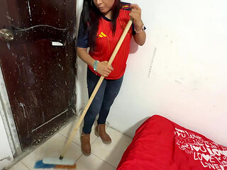 Sex with the cleaning lady. It's her first day on the job.