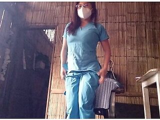 Mature Nurse Comes From Work And Starts Touching Her Vagina, Then Moisturizes Her Skin With Cream