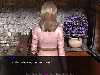Animated teen girl gets it on with a lucky guy in PC game