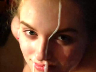 Adorable girlfriend takes a thick facial load